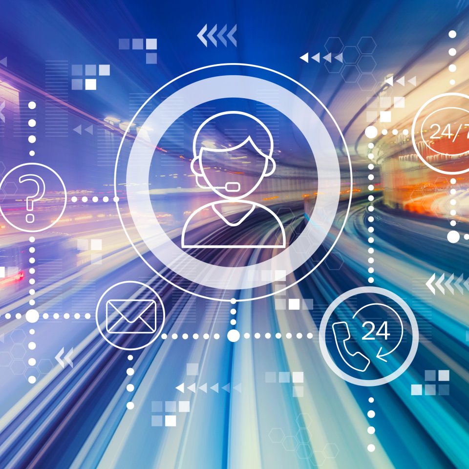 WIR BERATEN SIE. Kundenservice 24 Stunden 7 Tage die Woche mit abstrakter Hochgeschwindigkeitstechnologie POV Bewegungsunschärfe